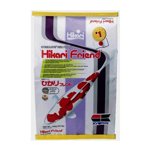 Sac de 10 kg de granulés Hikari Friend medium pour poissons de bassin, sur fond blanc
