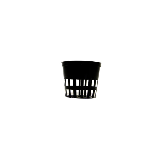 Pot panier de culture hydroponique noir de 6,5 cm de diamètre, paroi ajourée, sur fond blanc