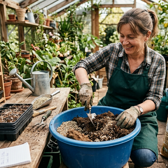 Mélange de vermiculite naturelle avec un terreau à semis