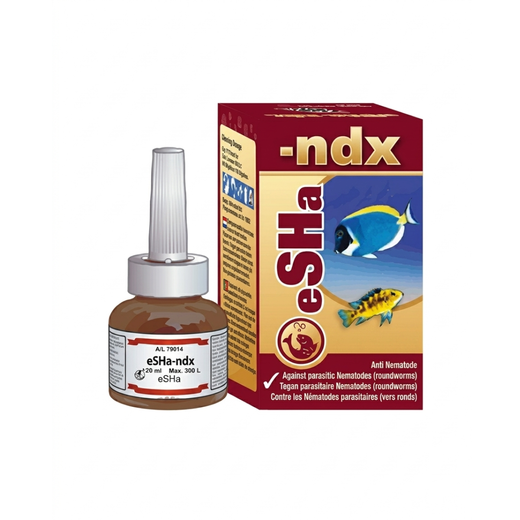 Flacon vermifuge eSHa NDX 20 ml — traitement anti-nématodes pour poissons d'aquarium d'eau douce